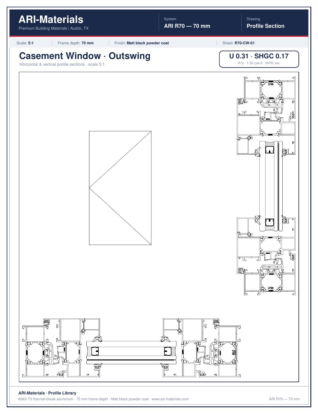 R70 Casement Window profile section