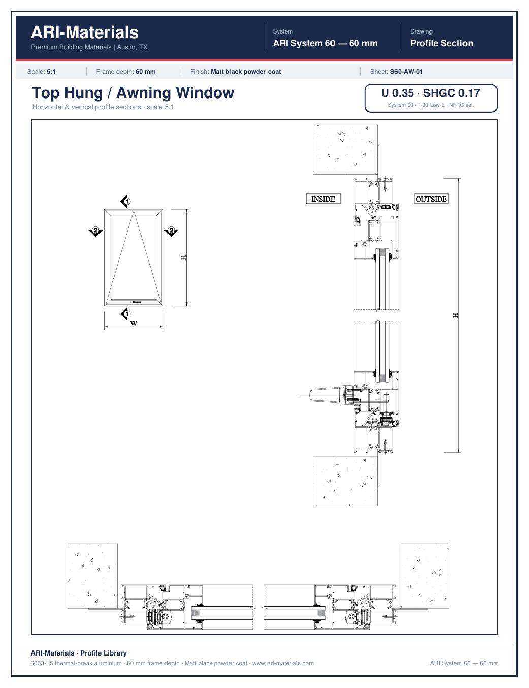 60mm Awning Window