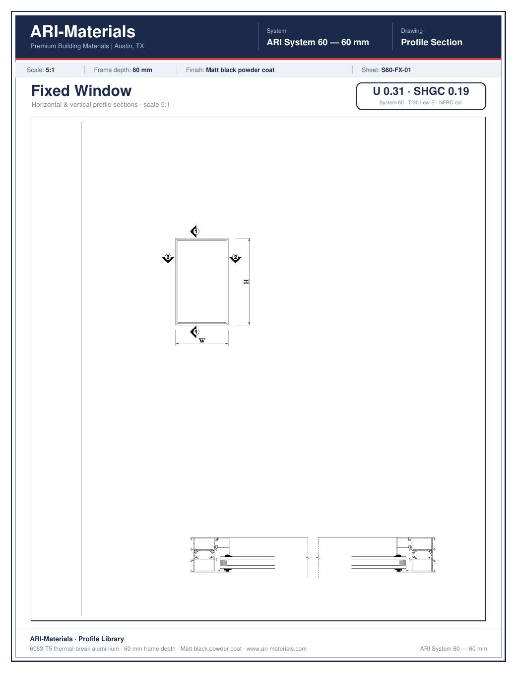 60mm Fixed Window