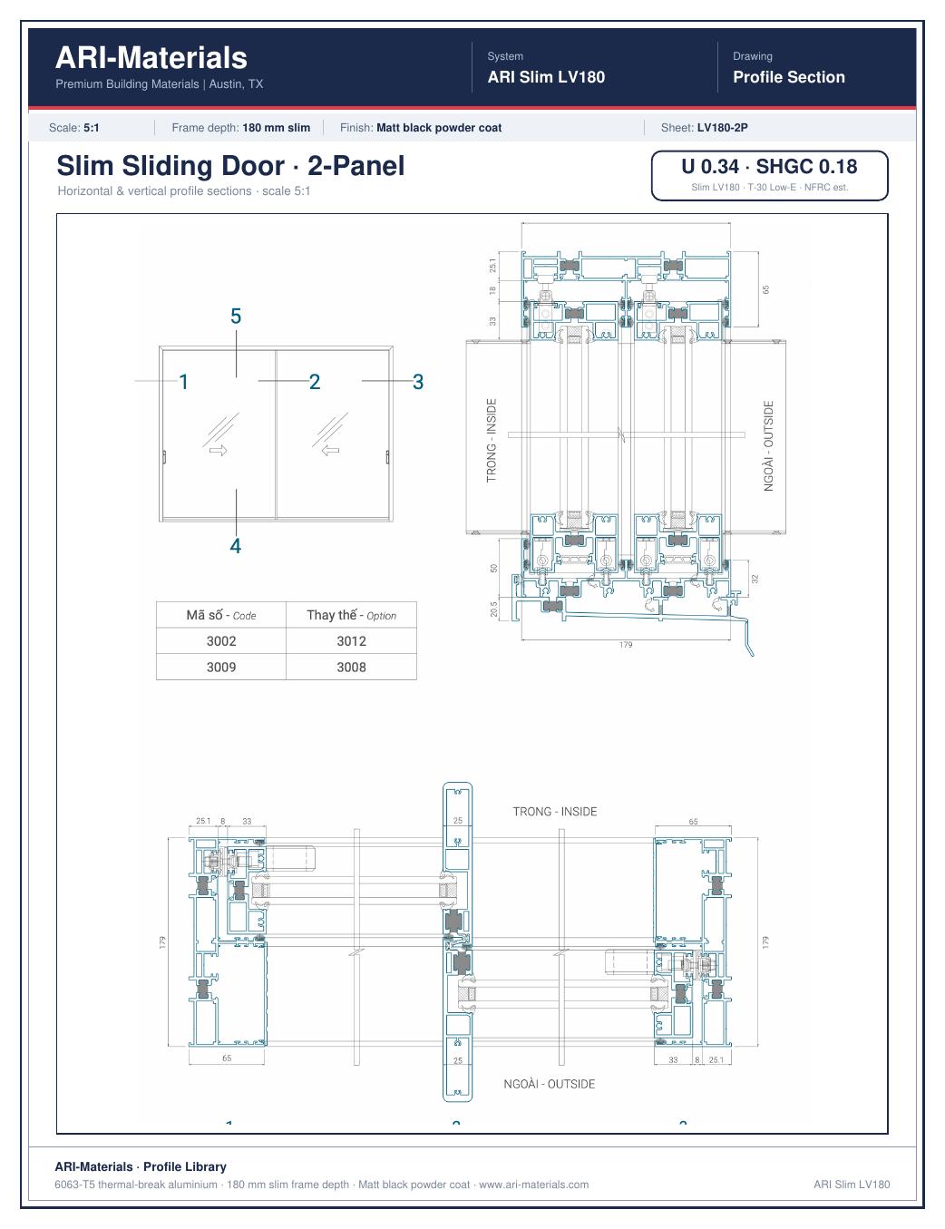 Sliding Slim 180 - 2 panel