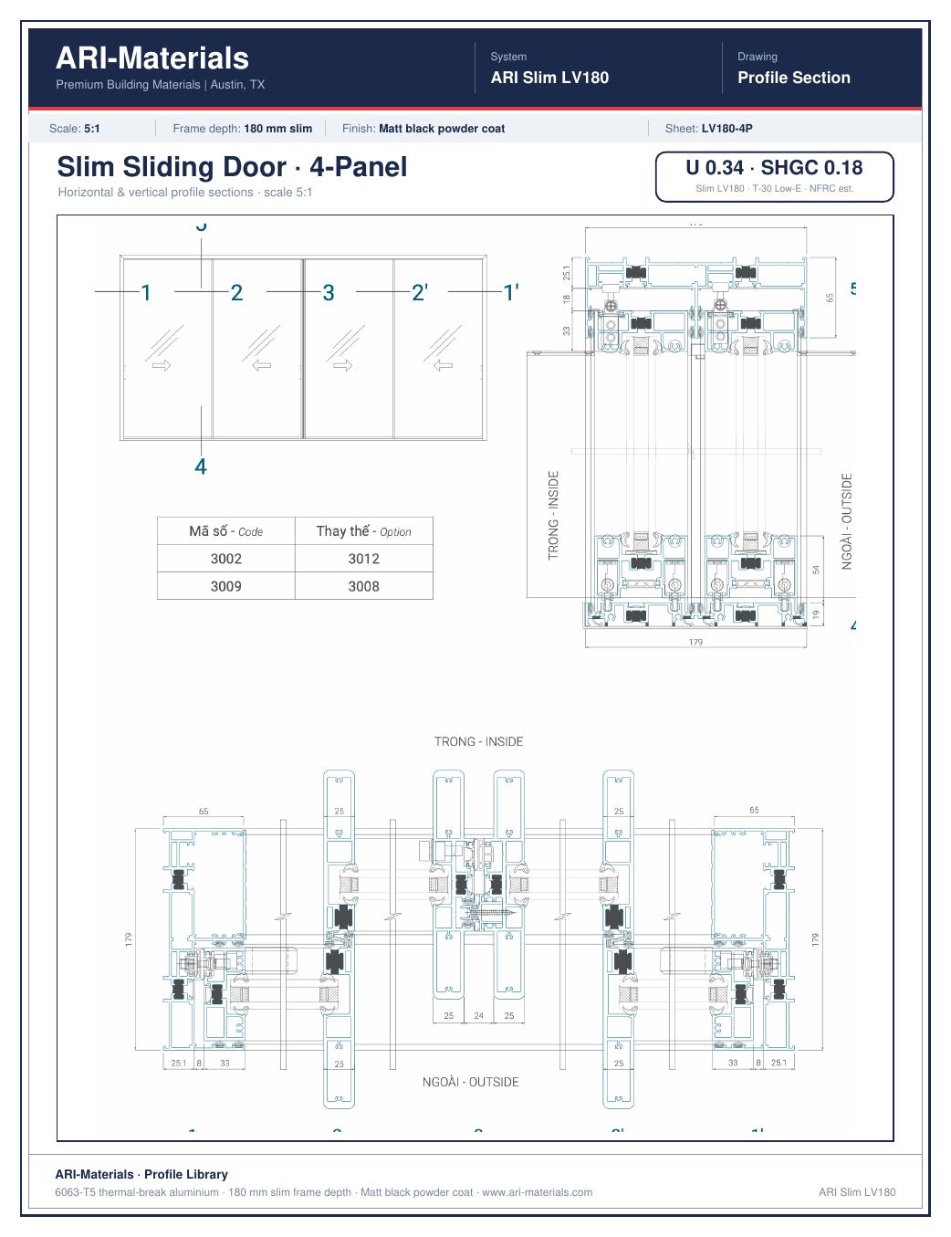 Sliding Slim 180 - 4 panel