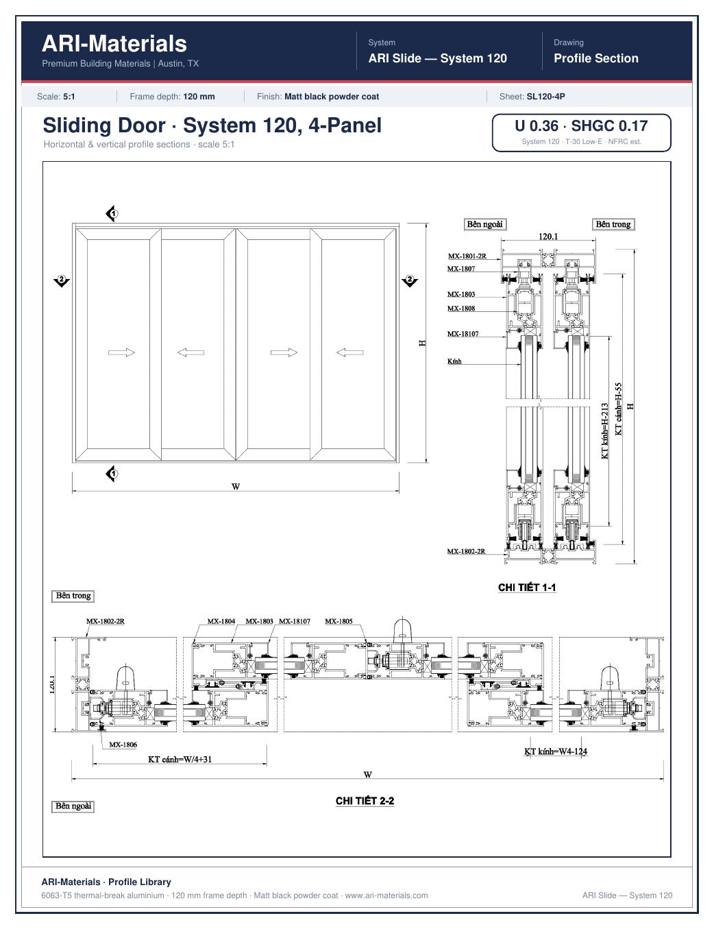 Sliding System 120 - 4 panel