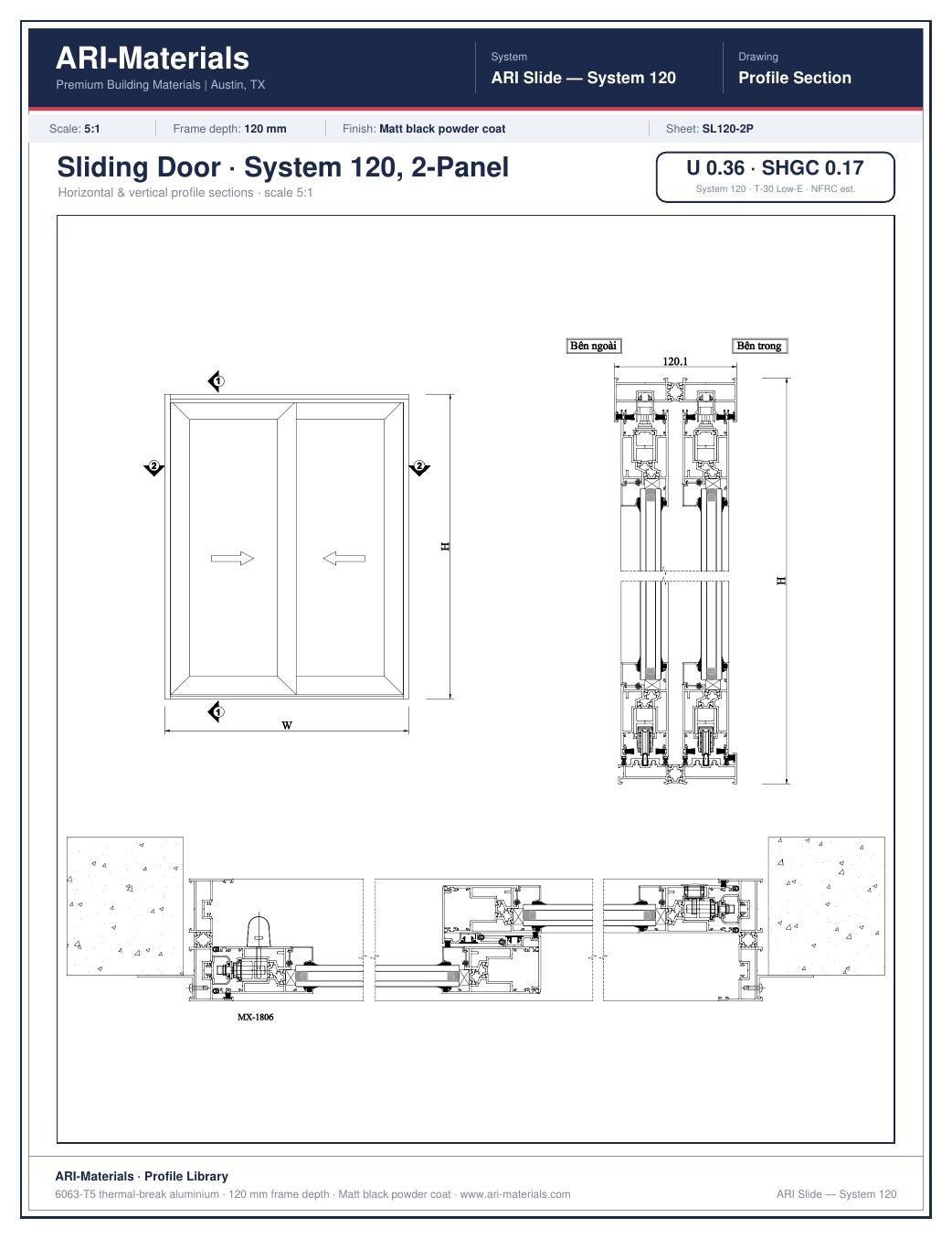 Sliding System 120 - 2 panel