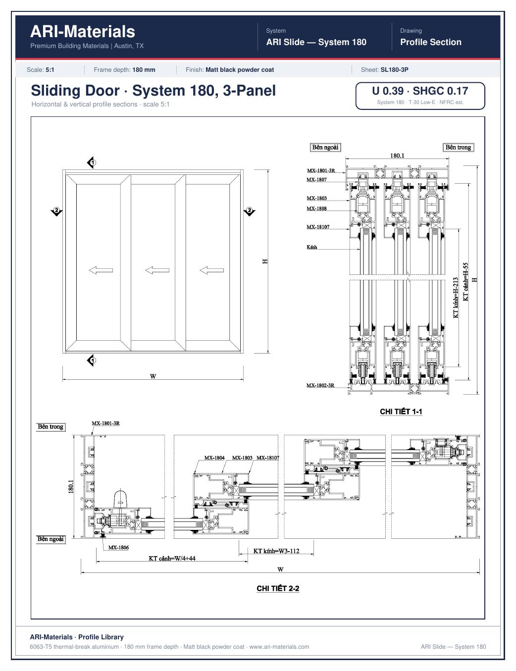 Sliding System 180 - 3 panel